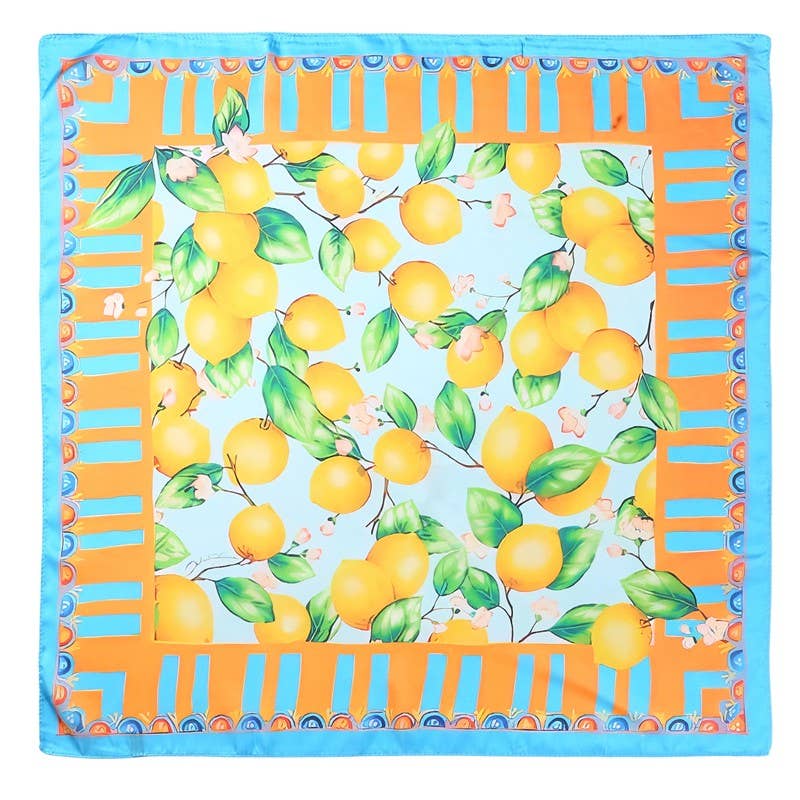 Sun-Drenched Lemon Orchard Silky Feel Bandana Scarf - Lemon