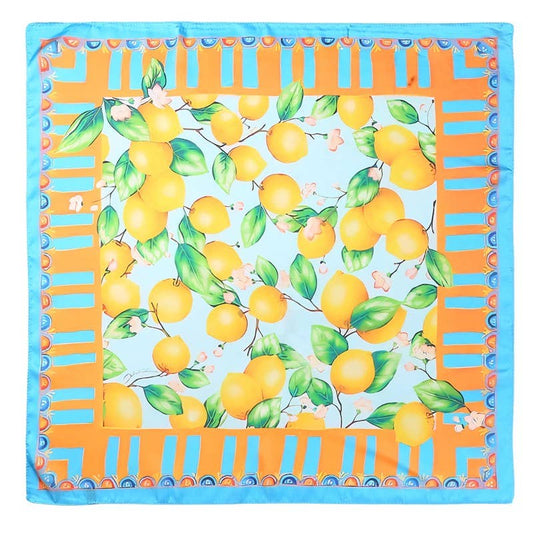 Sun-Drenched Lemon Orchard Silky Feel Bandana Scarf - Lemon