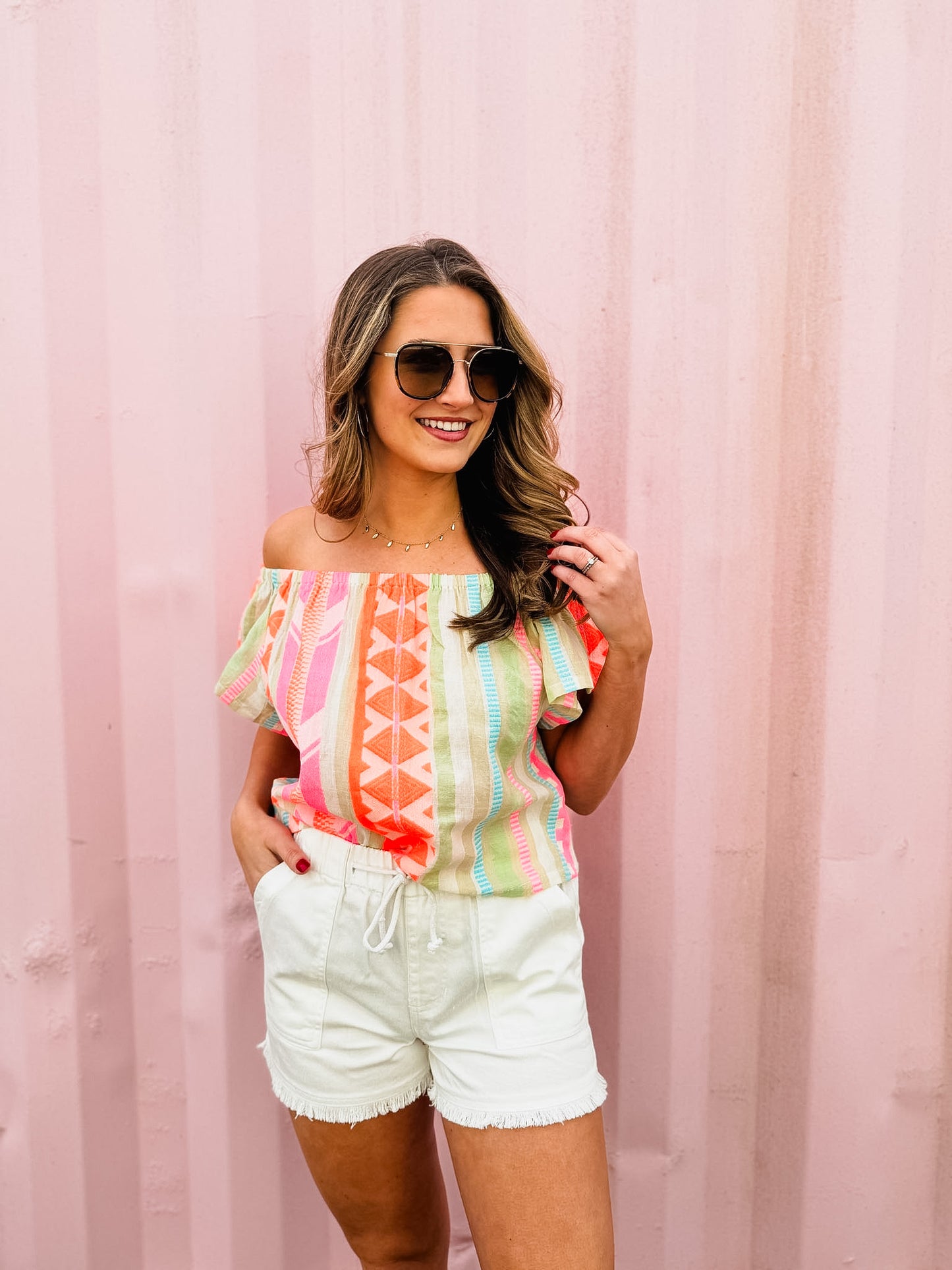 Elan Corfu Top - Neon Aztec