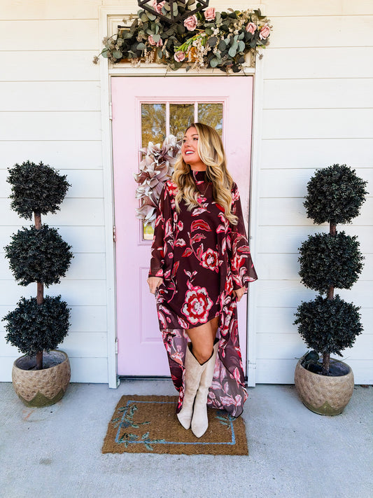Magical Memory Hi-Low Overlay Floral Dress - Multi