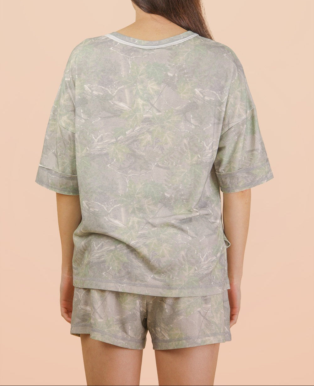 Good Energy Camo Print Casual 2-Piece Set - Olive Mix