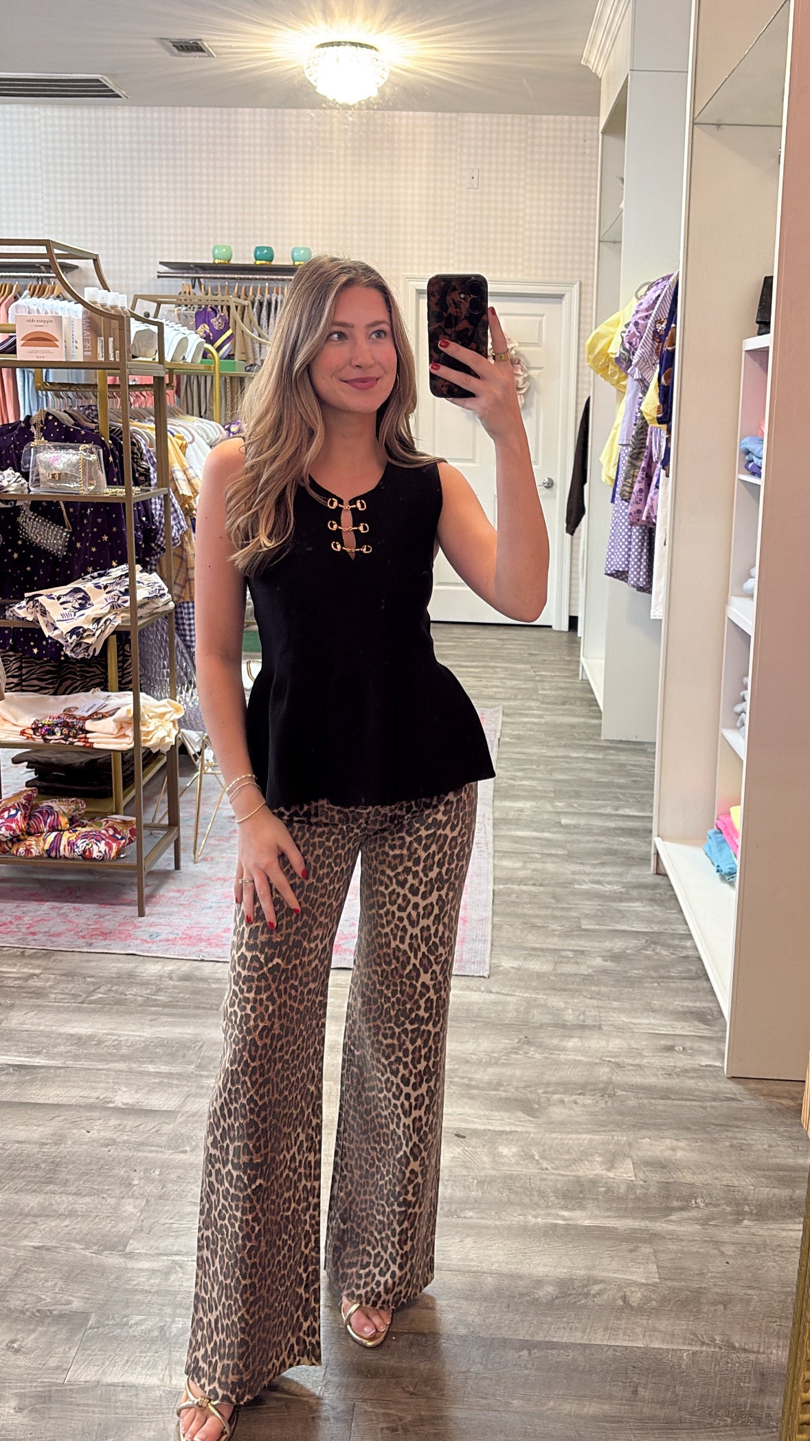Runaway Sleeveless Gold Hardware Peplum Top - Black