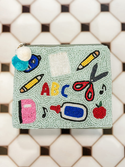 ABC Teacher Beaded Coin Purse