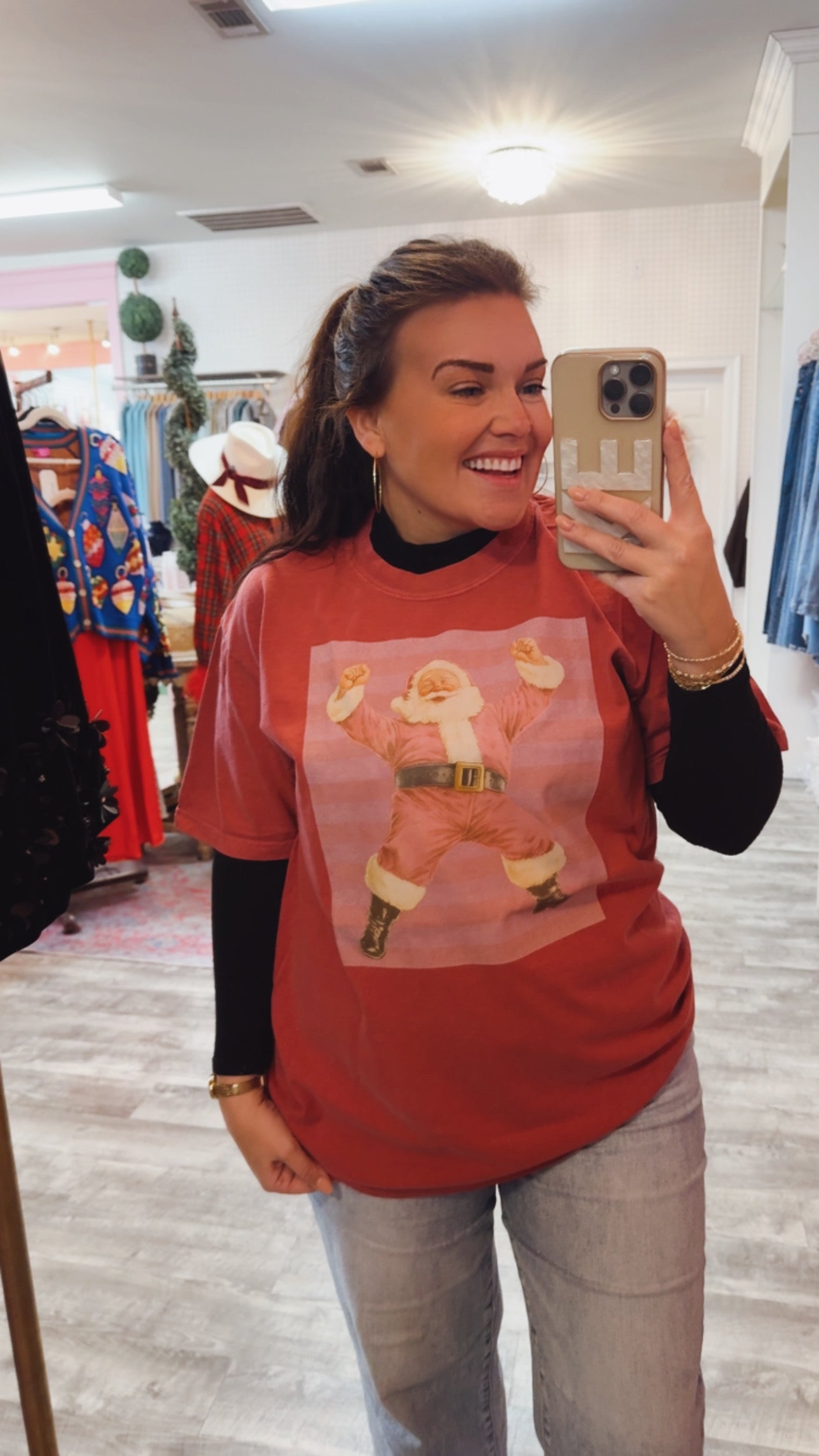 Happy Santa Tee - Crimson