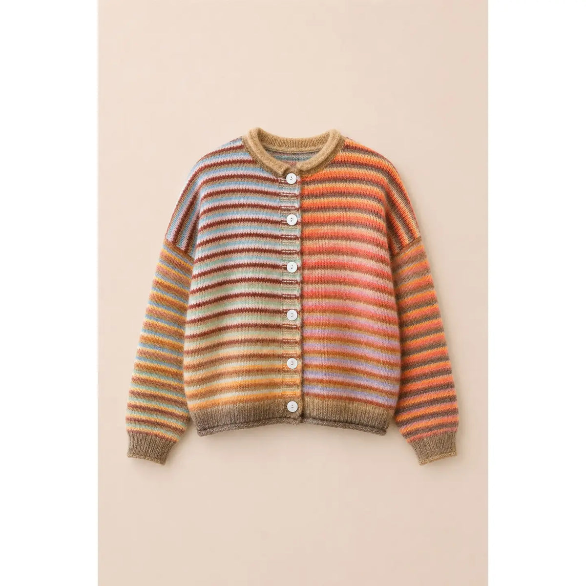 Early Riser Multi Colored Button Up Cardigan - Mocha Mix