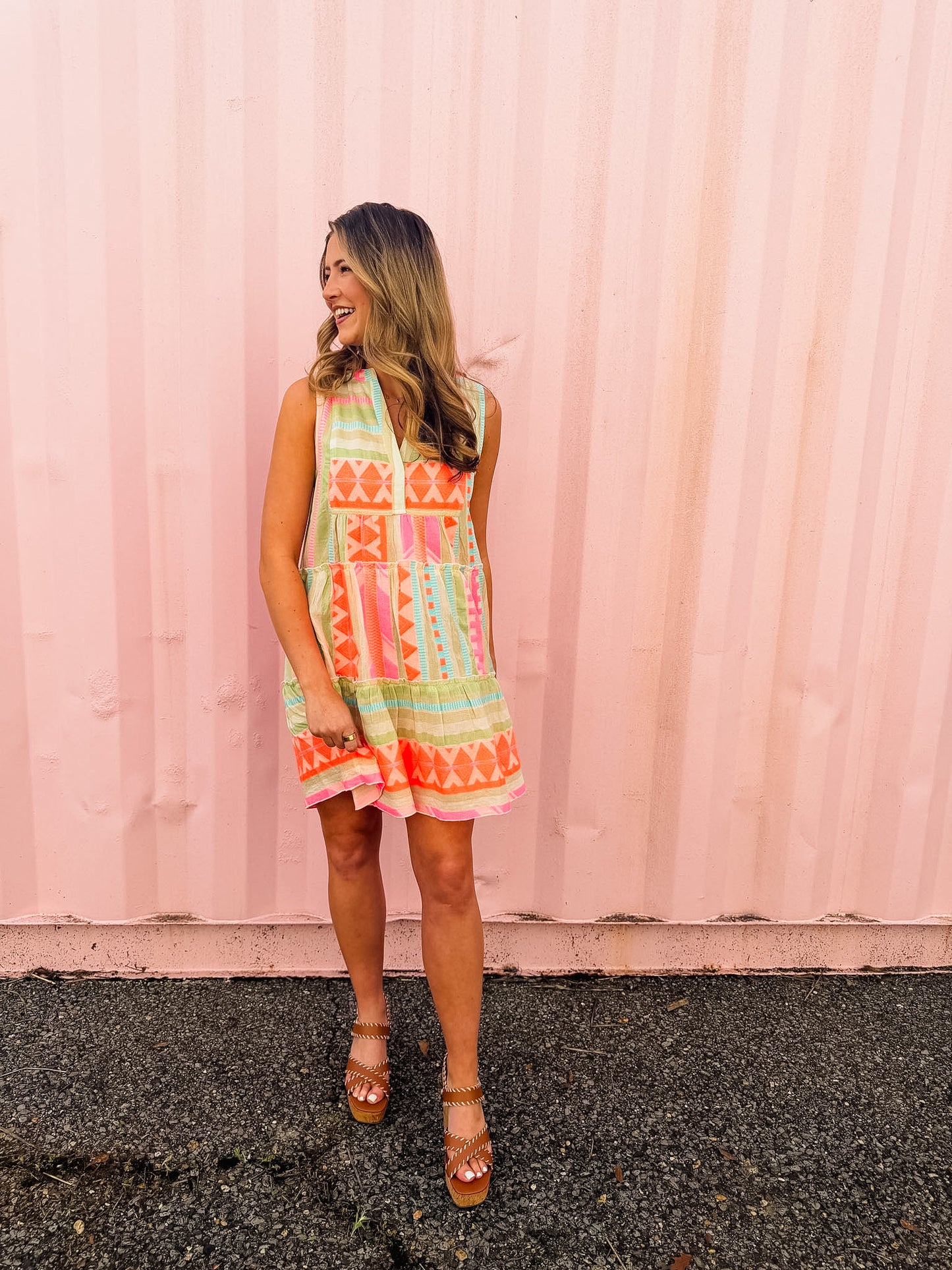 Elan Venus Dress - Neon Aztec