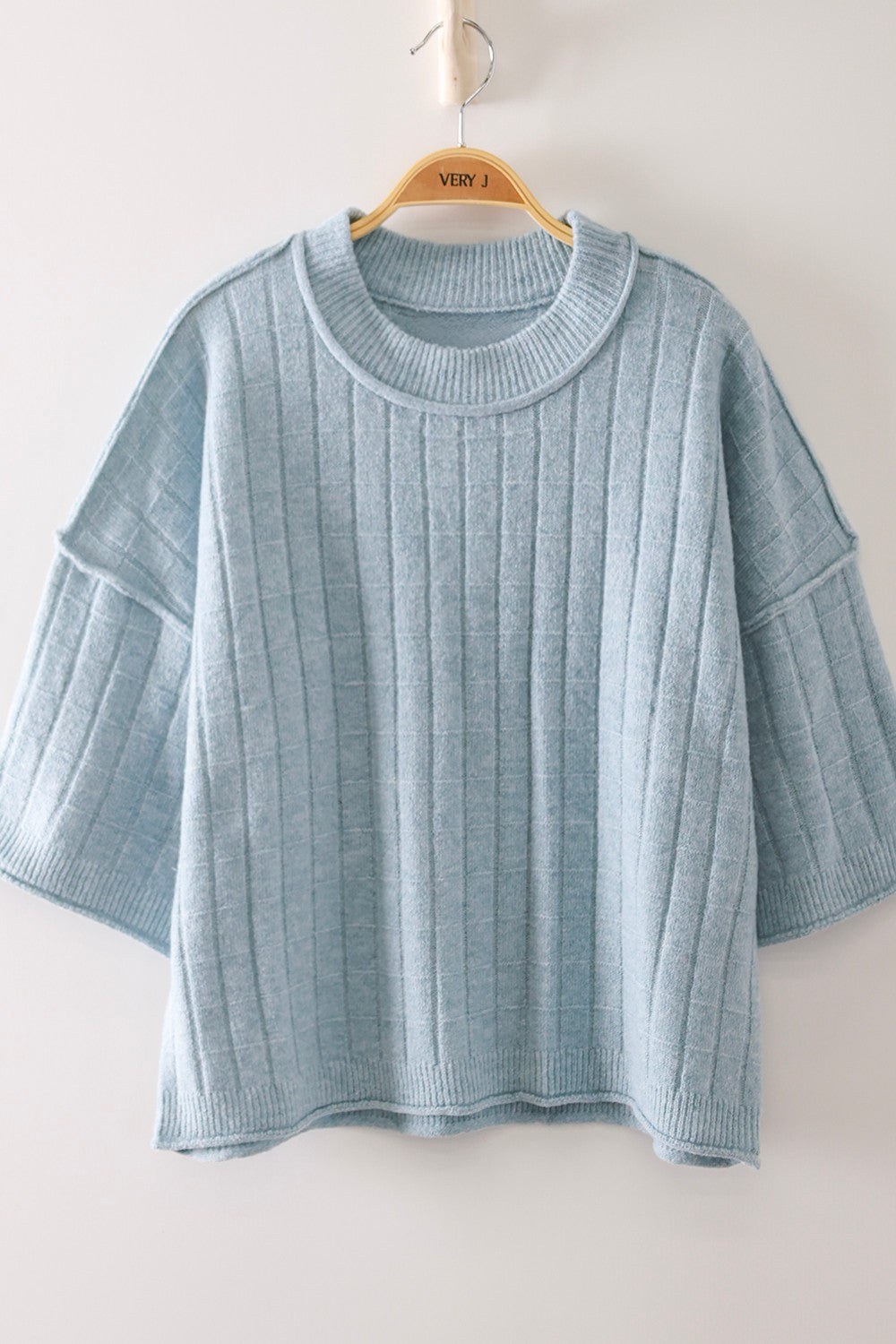 Main Event Cropped Ribbed Sweater - Blue