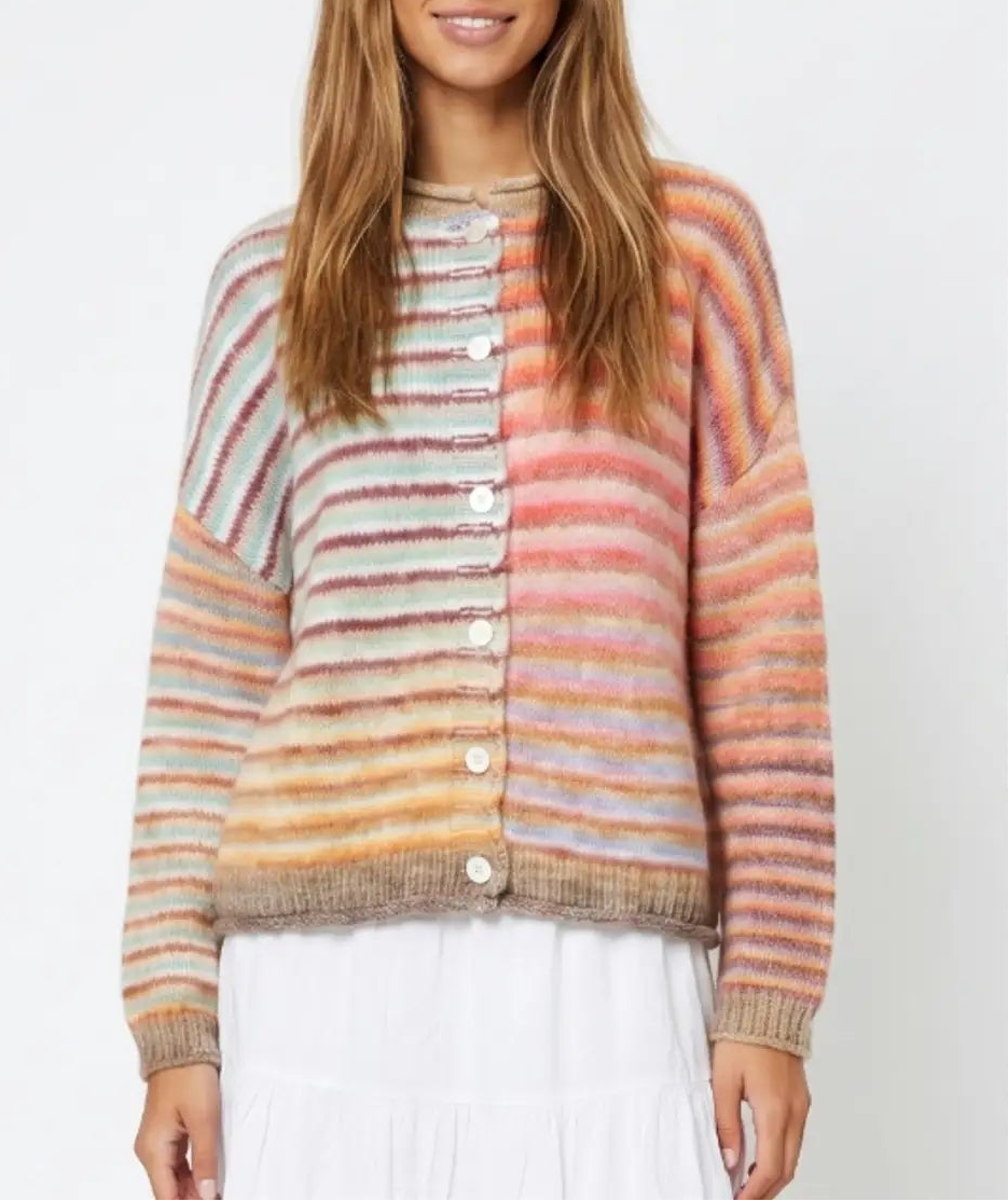 Early Riser Multi Colored Button Up Cardigan - Mocha Mix