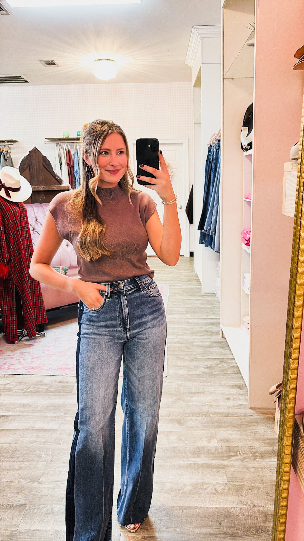 Truth Teller Cap Sleeve Mock Neck Sweater - Cocoa