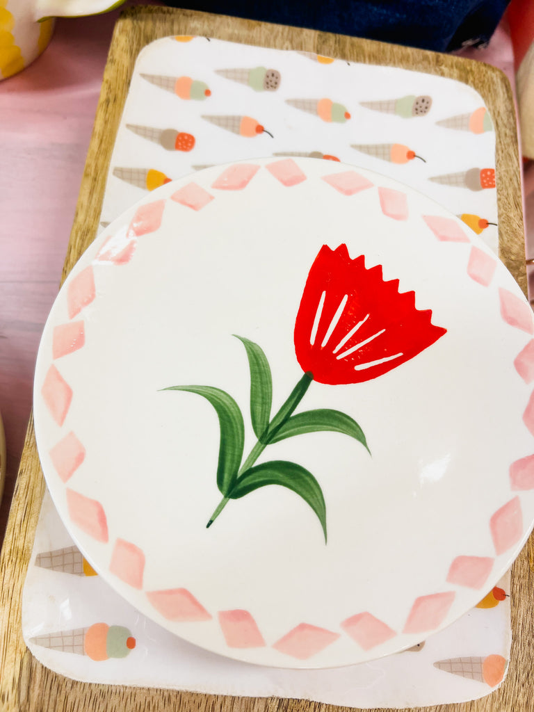 Stoneware 7 Inch Plates - Flower Variety