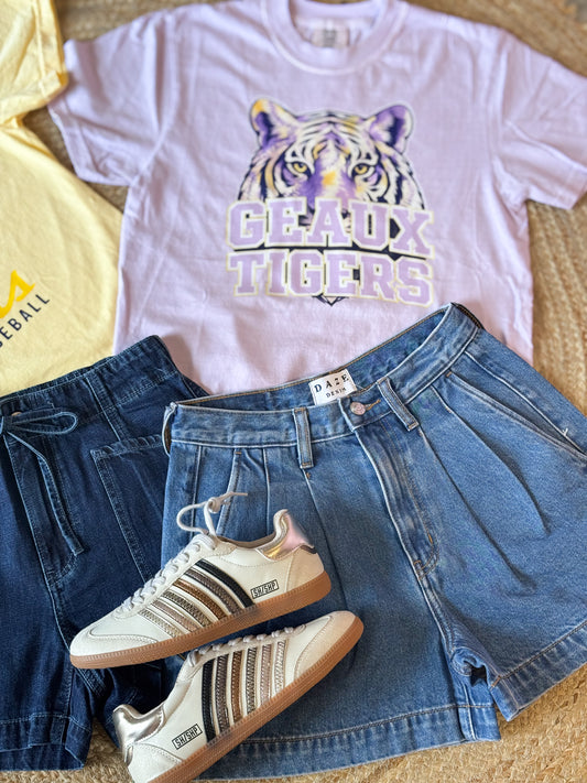 Geaux Tigers Head Graphic Tee - Lilac