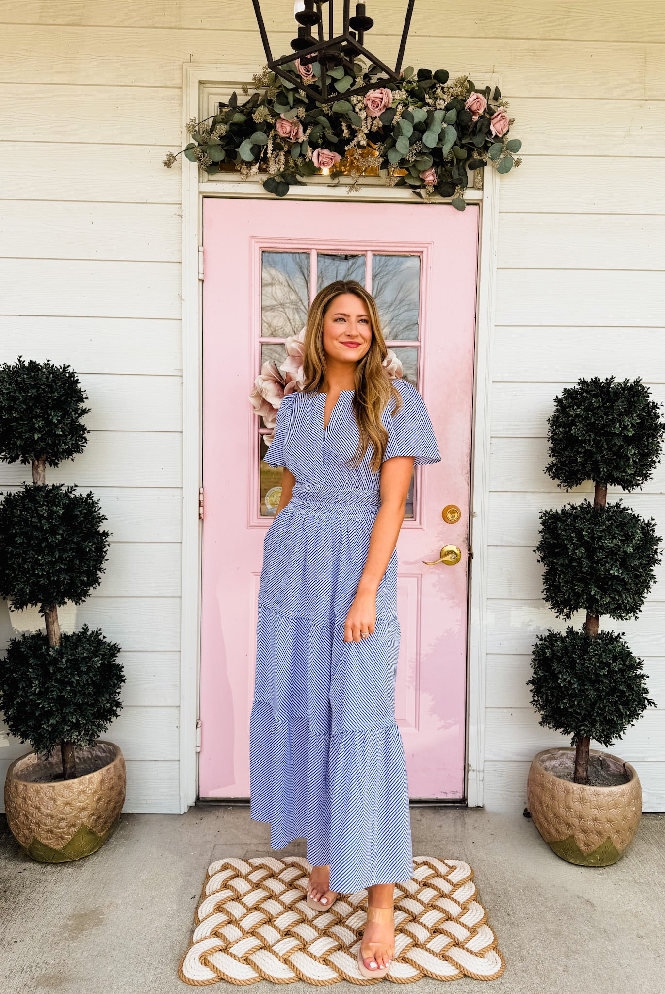 Clear Skies Striped Maxi Dress Dress - Blue