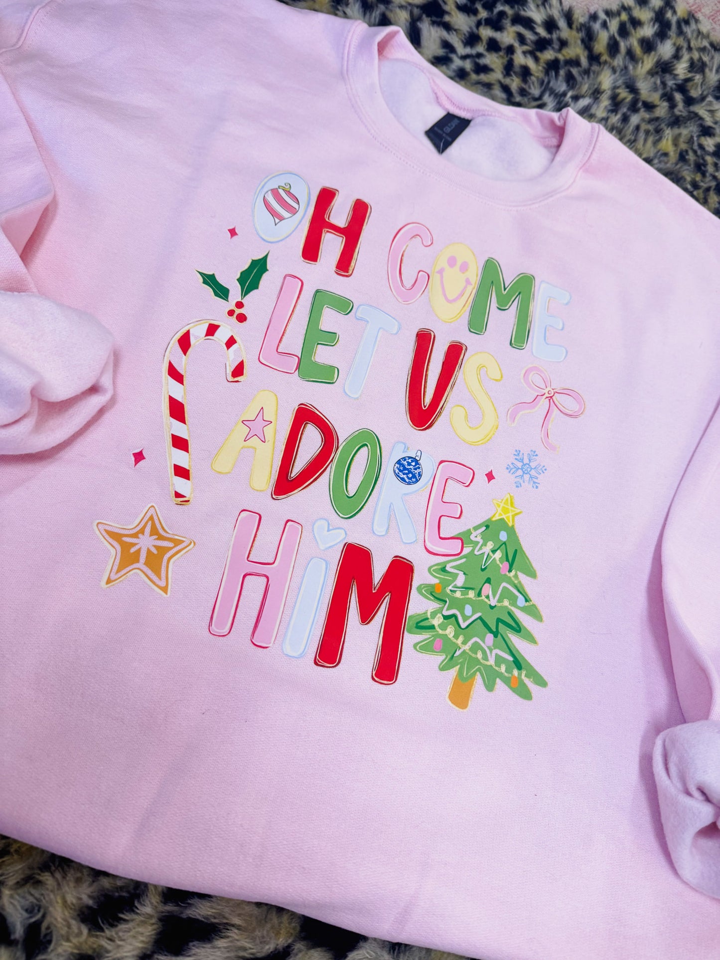 Oh Come Let Us Sweatshirt - Light Pink