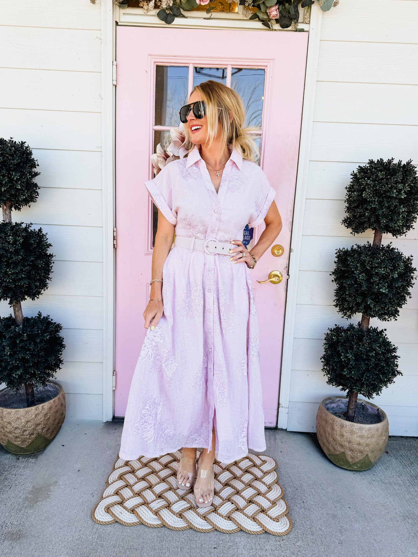 Bow Tie Affair Sequin Detail Midi Dress - Pink