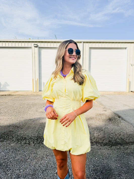 Valerie Puff Sleeve Mini Dress - Butter
