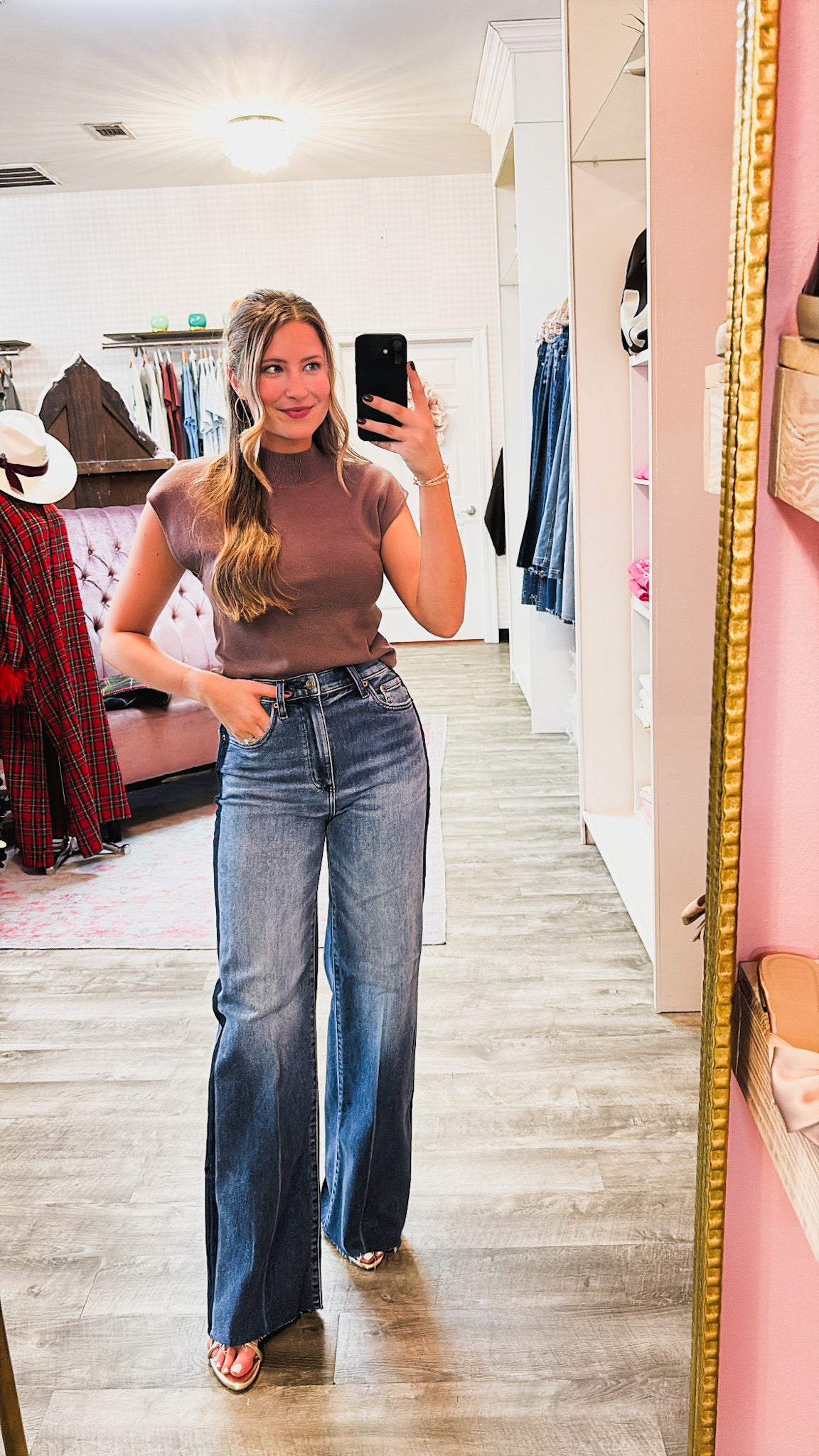 Truth Teller Cap Sleeve Mock Neck Sweater - Cocoa