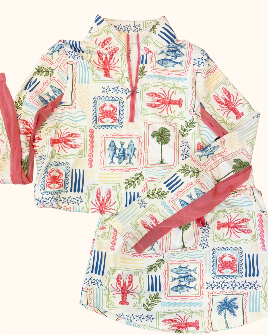 Simply Southern Sea Patch Pull Over 1/4 Zip Top