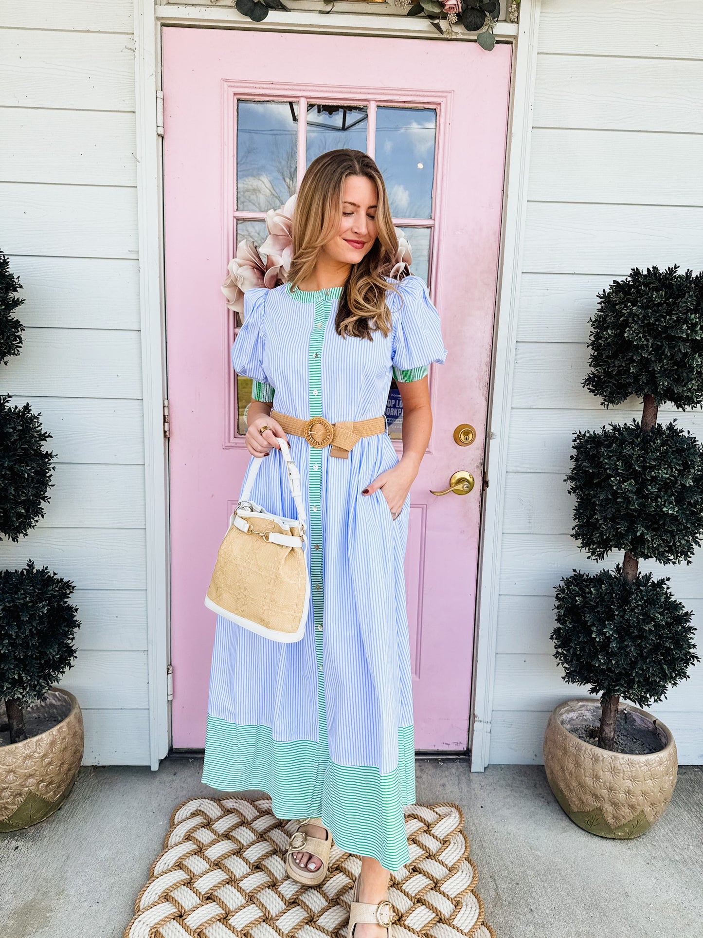 Take The Trip Striped Maxi Dress - Blue