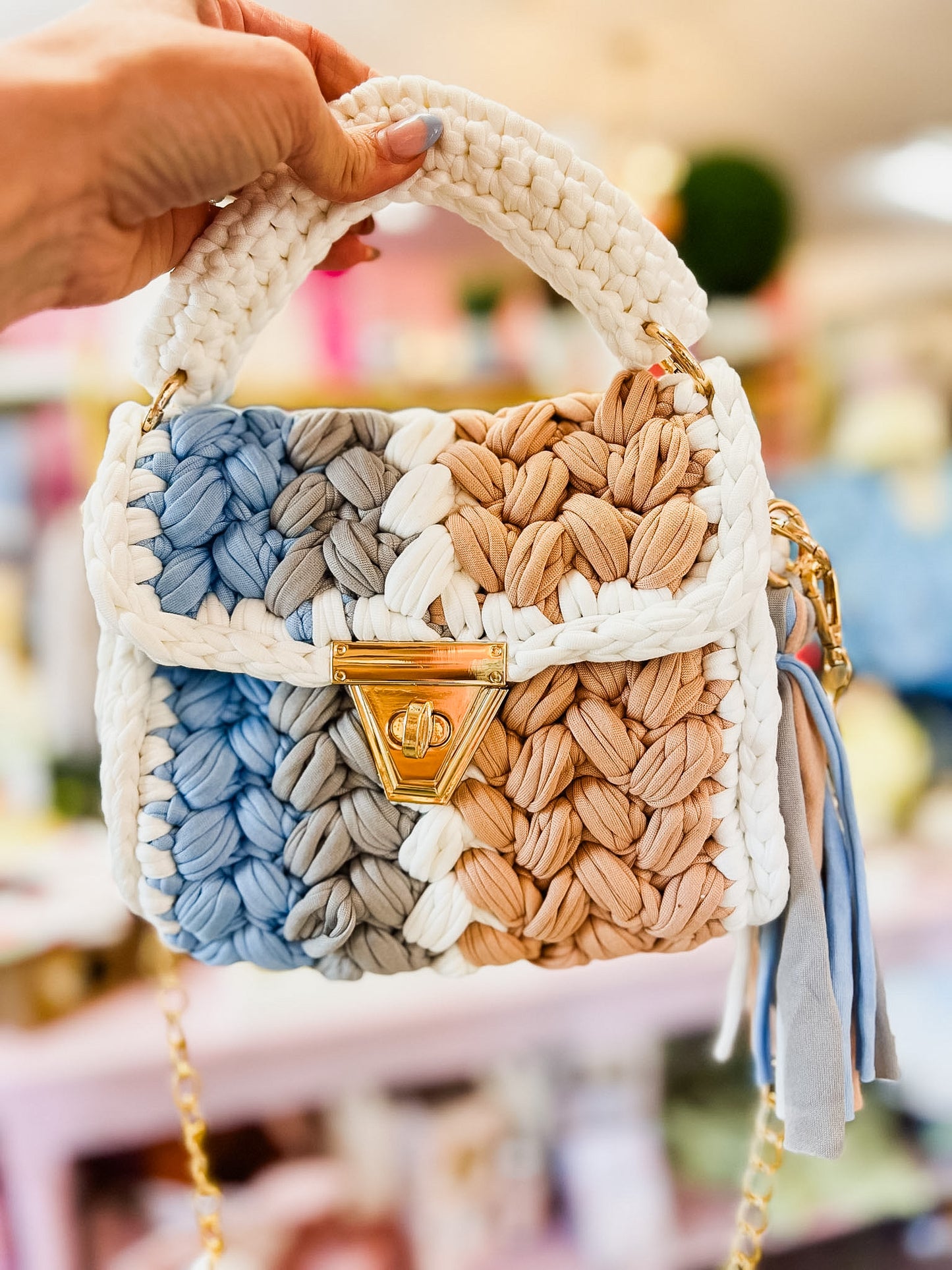 The KC Braided Bag - Neutral Stripe