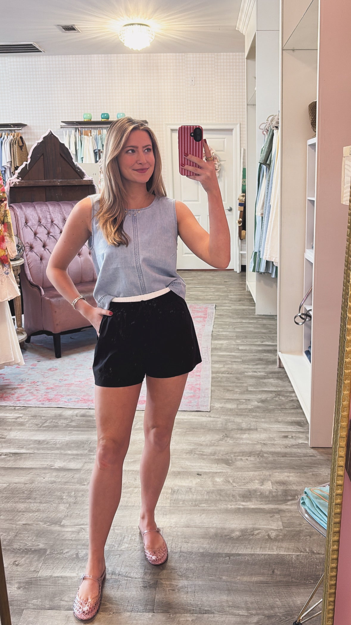 Elan Elastic Waist Band Shorts - Black