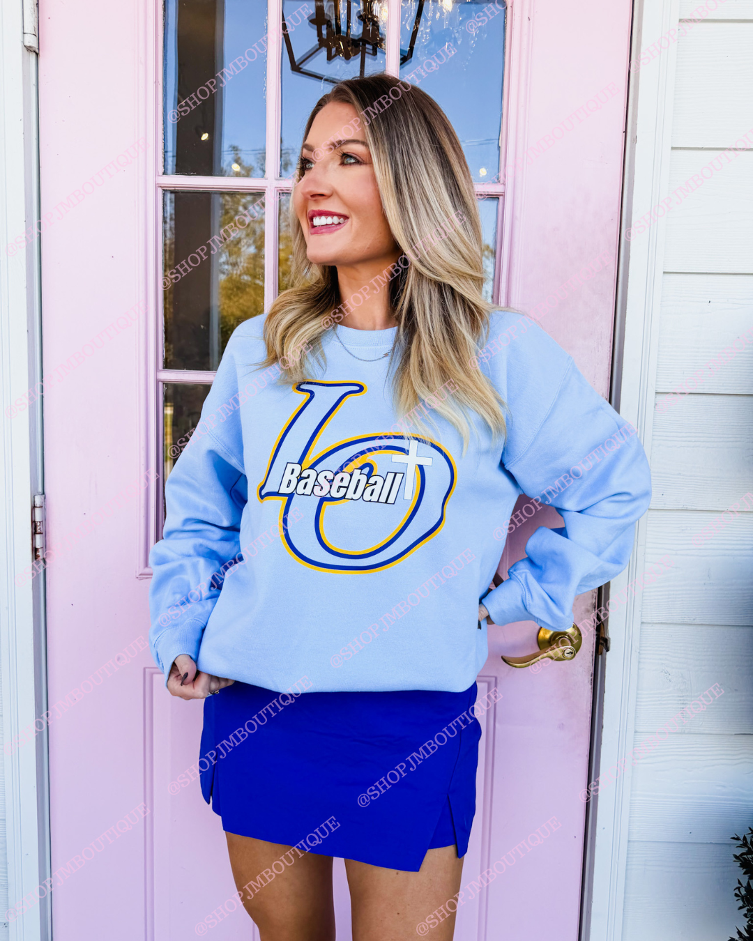 PRE-ORDER LO BASEBALL - DESIGN 11 - UNISEX SWEATSHIRT - BABY BLUE