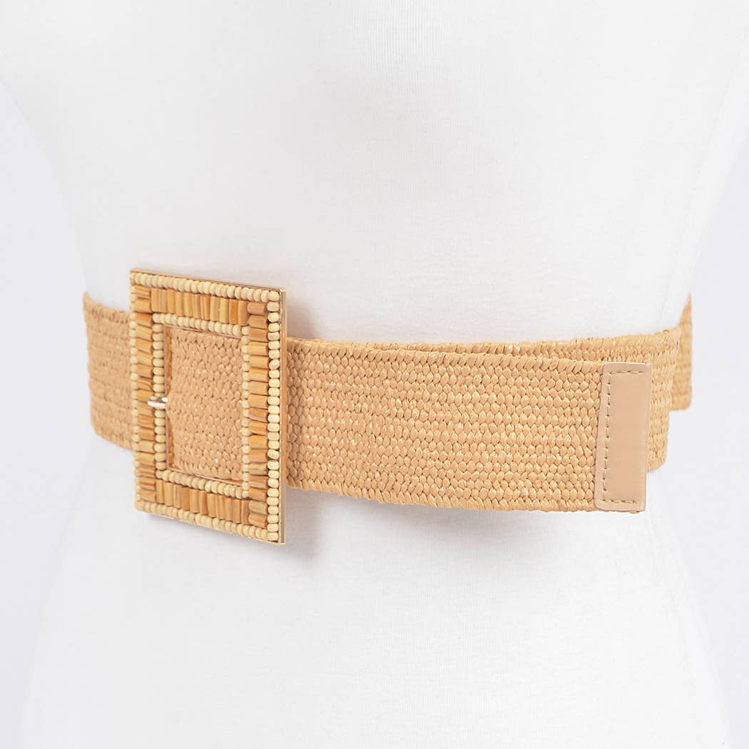 Handmade Buckle Elastic Belt - Khaki