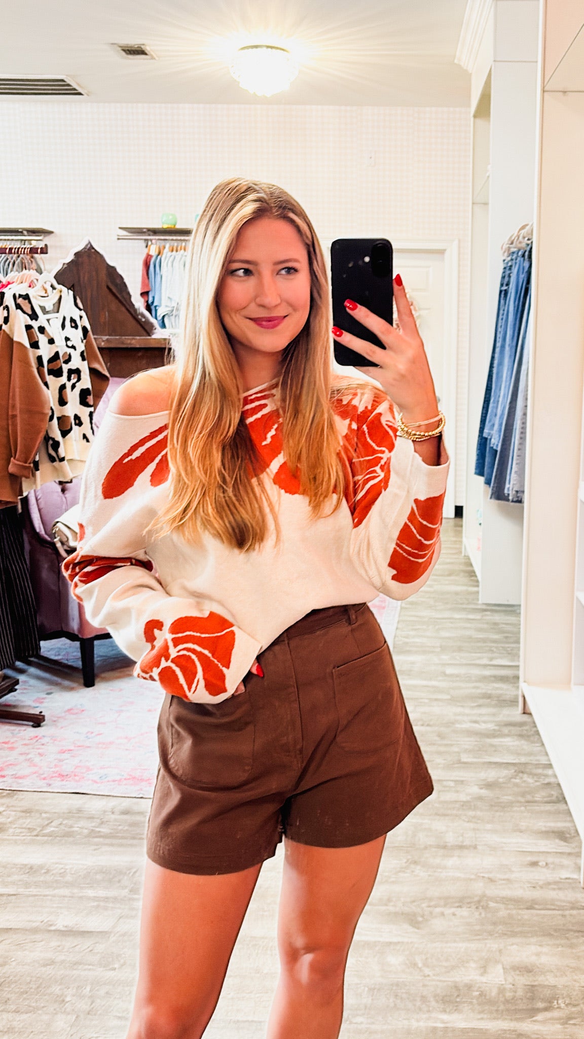 Rust Floral Statement Sweater