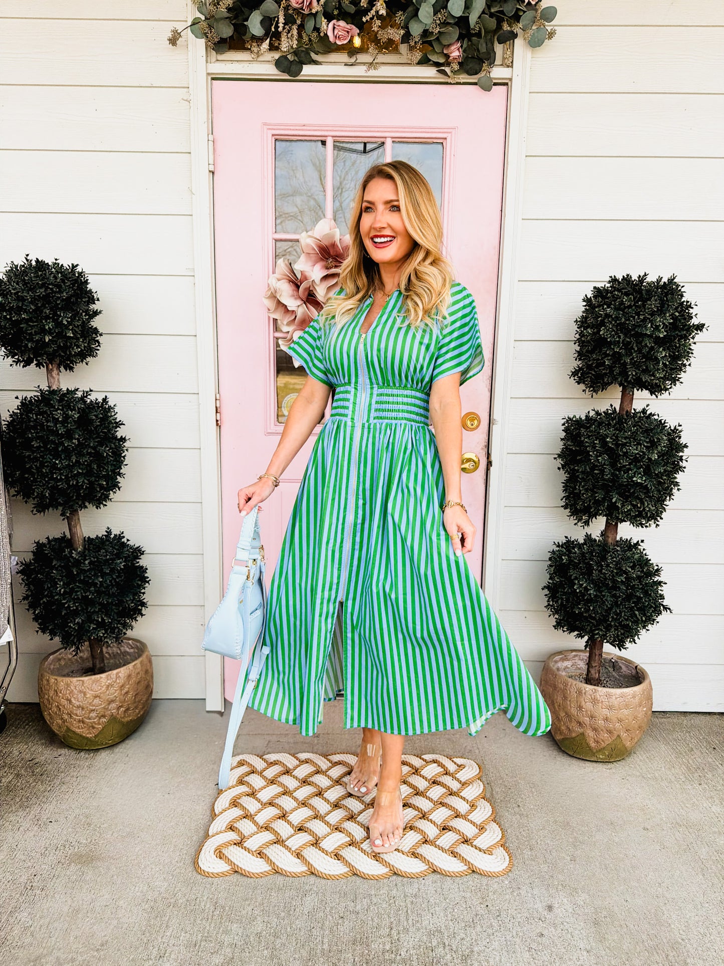 Lucky You Striped Maxi Dress - Green