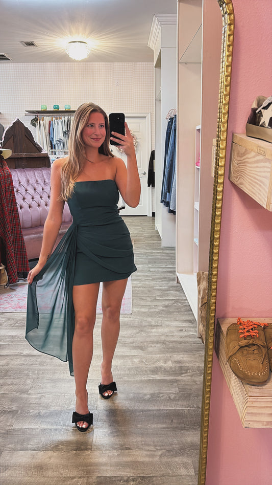 Deal With It Wrap Skirt Dress - Hunter Green