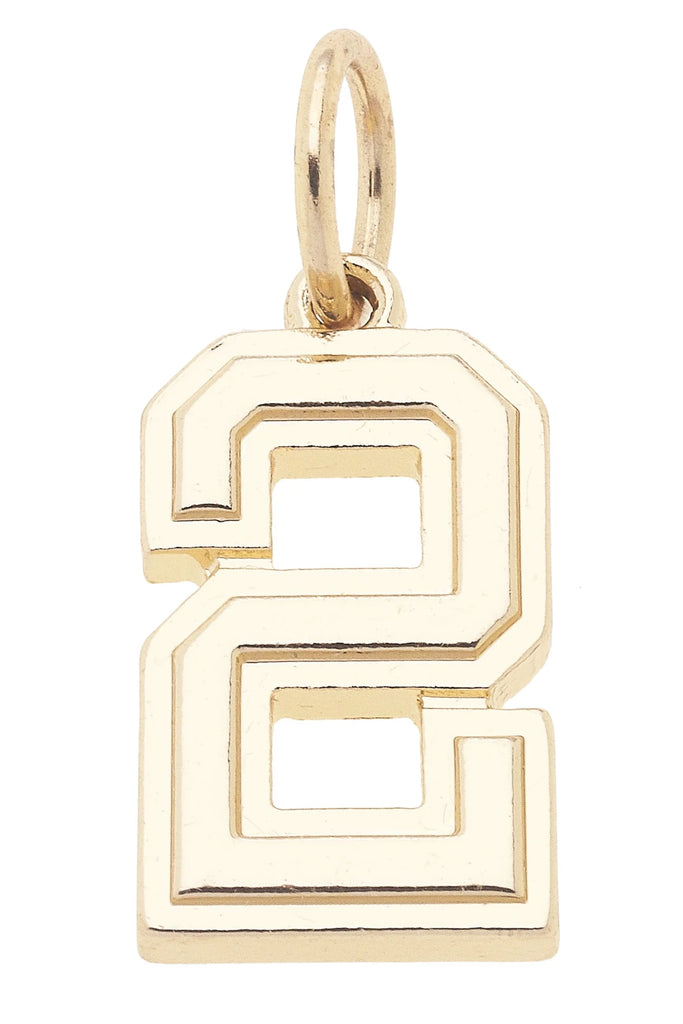 Number "2" Charm in Shiny Gold