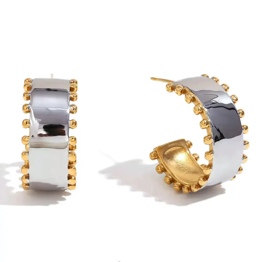 Silver and Gold Beaded Hoop