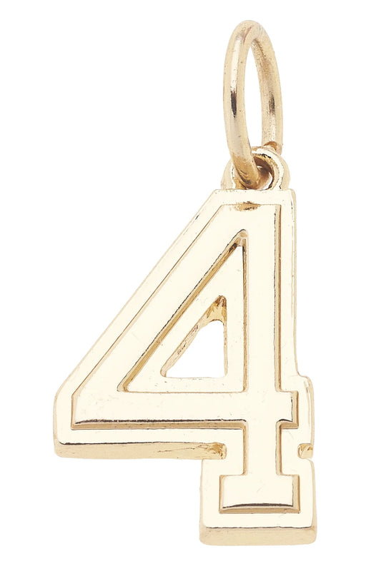 Number "4" Charm in Shiny Gold