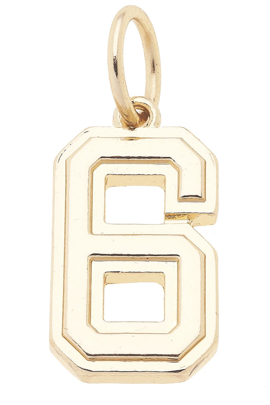 Number "6" Charm in Shiny Gold