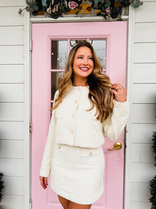 Golden Hour Sequin Detail Skirt - White