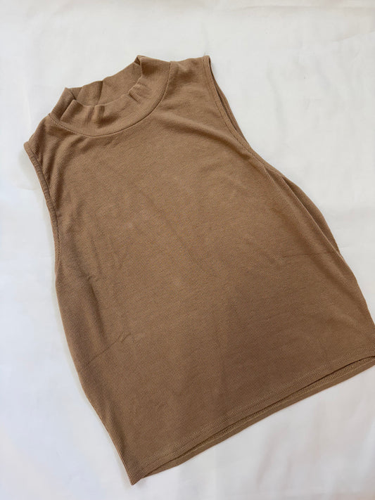 Ronan Mock Neck Sleeveless Top - Oak