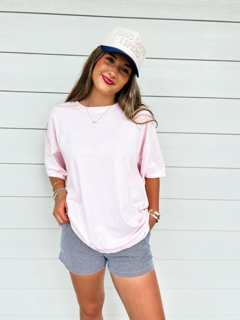 Casual Confidence Mineral Washed Tee - Soft Pink
