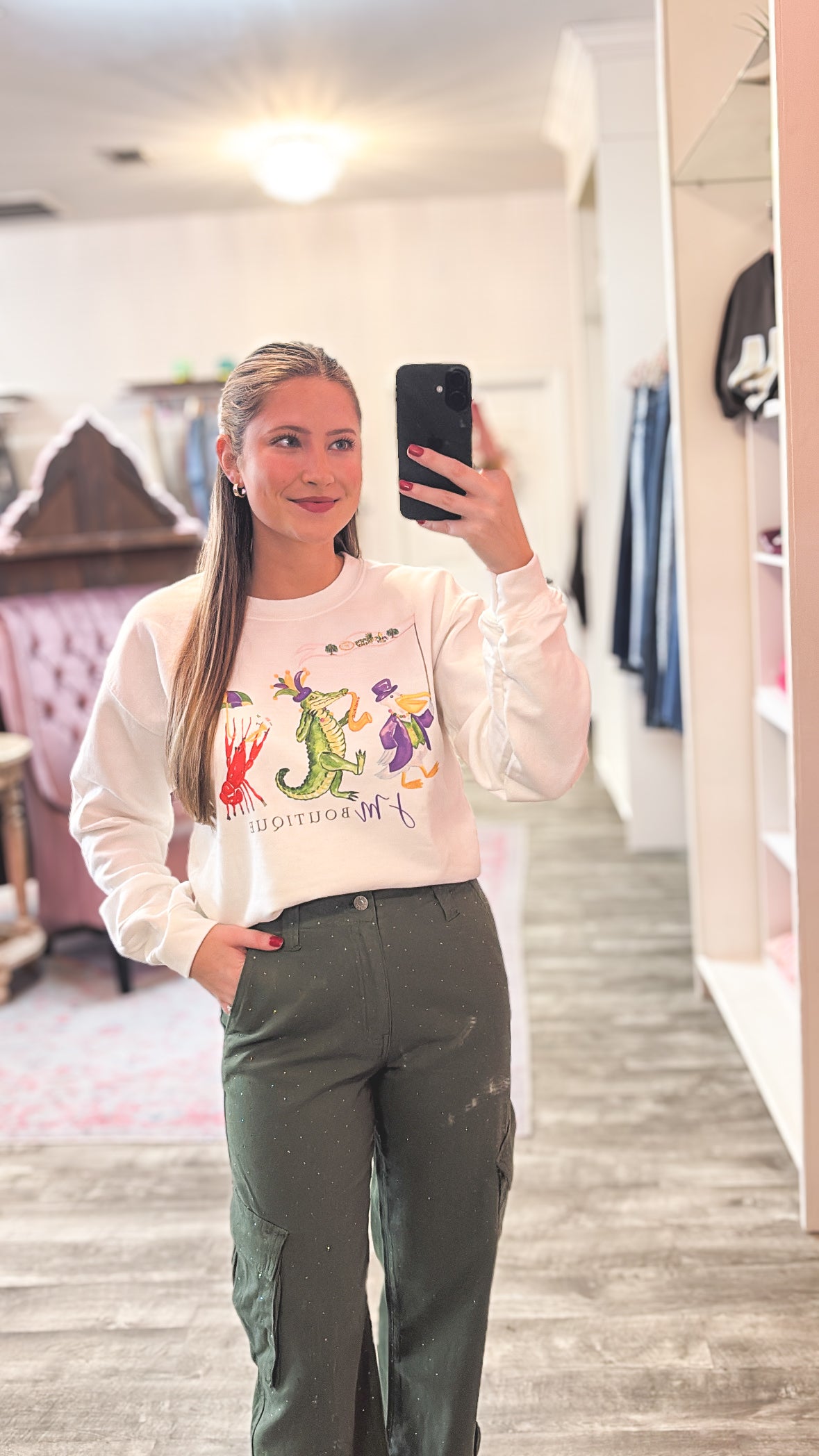 JM Mardi Gras Sweatshirt - White