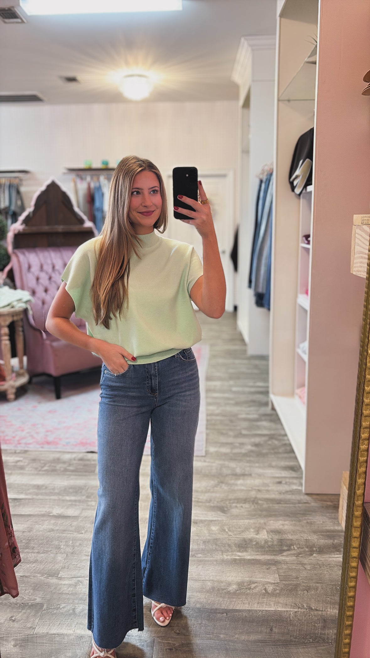 Must Have Mock Neck Short Sleeve Top - Mint