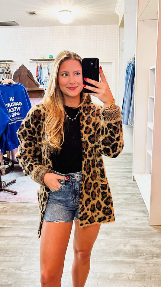 Cozy Leopard Knit Cardigan