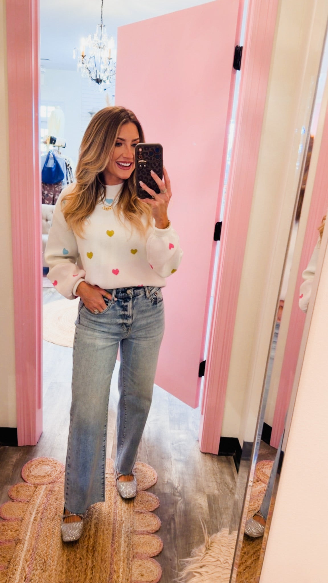 Scattered Ombre Heart Sweater - Multi