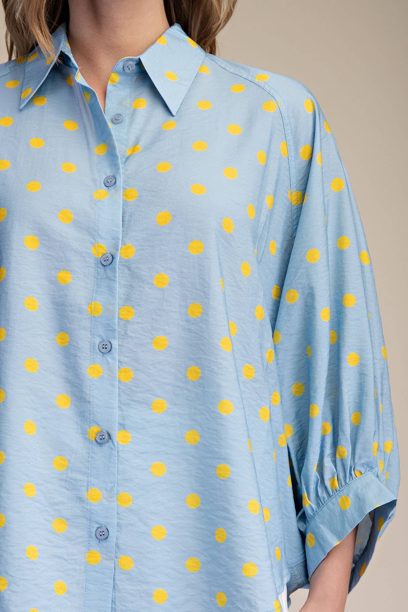 Summer State Button Up Top - Light Blue