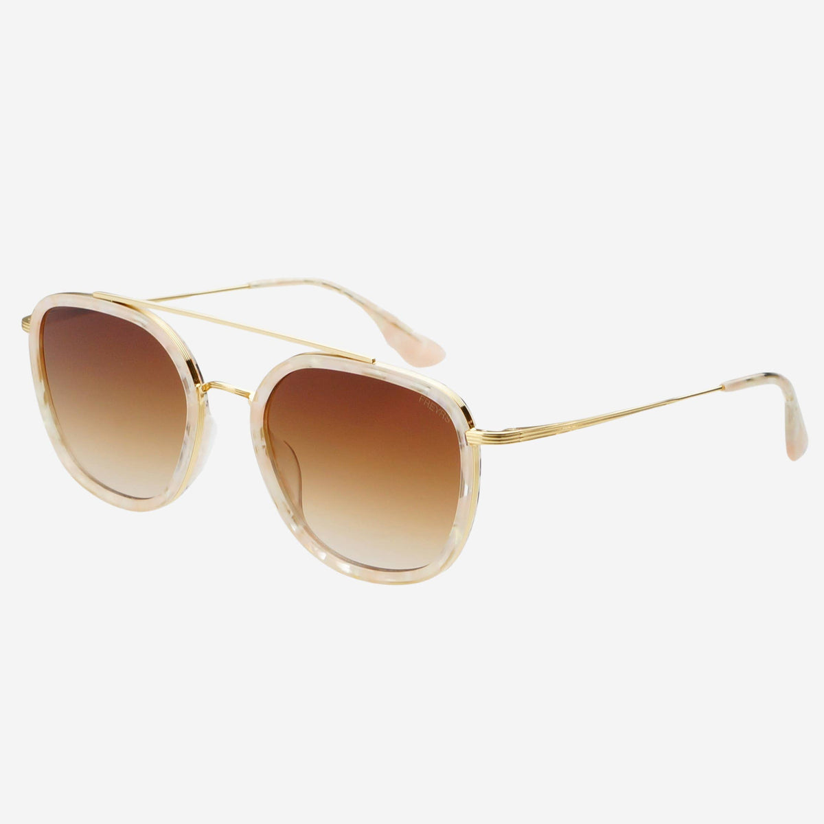 Freyrs Weston Acetate Round Unisex Sunglasses - Light Pink/Brown