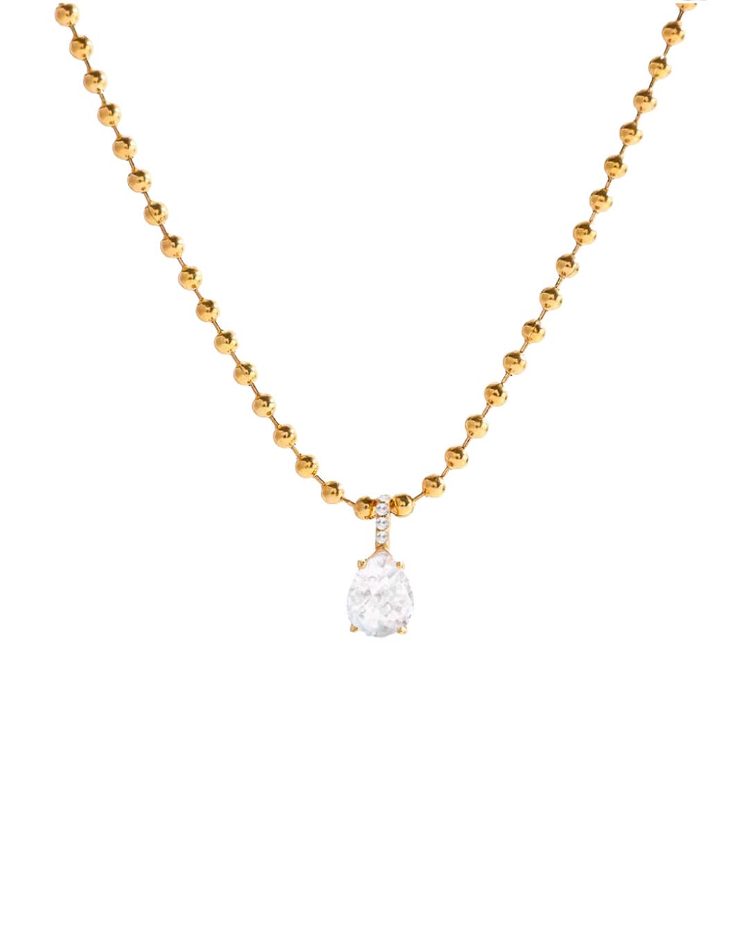 Pear CZ Necklace Water Resistant