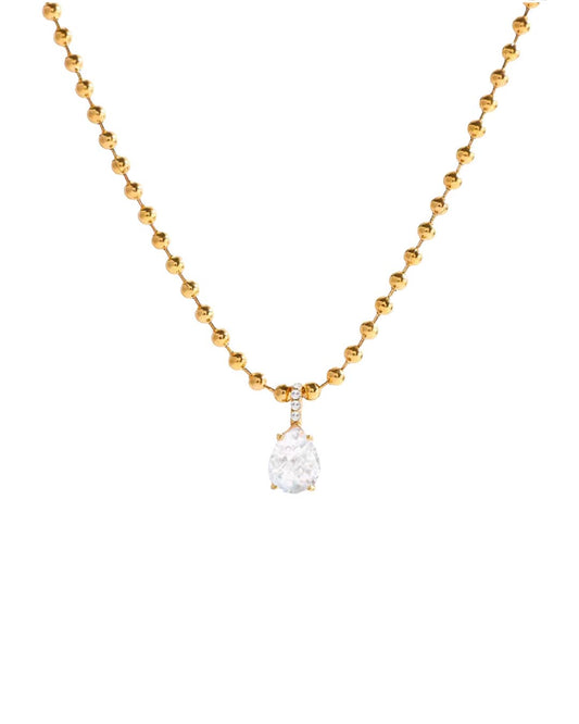 Pear CZ Necklace Water Resistant