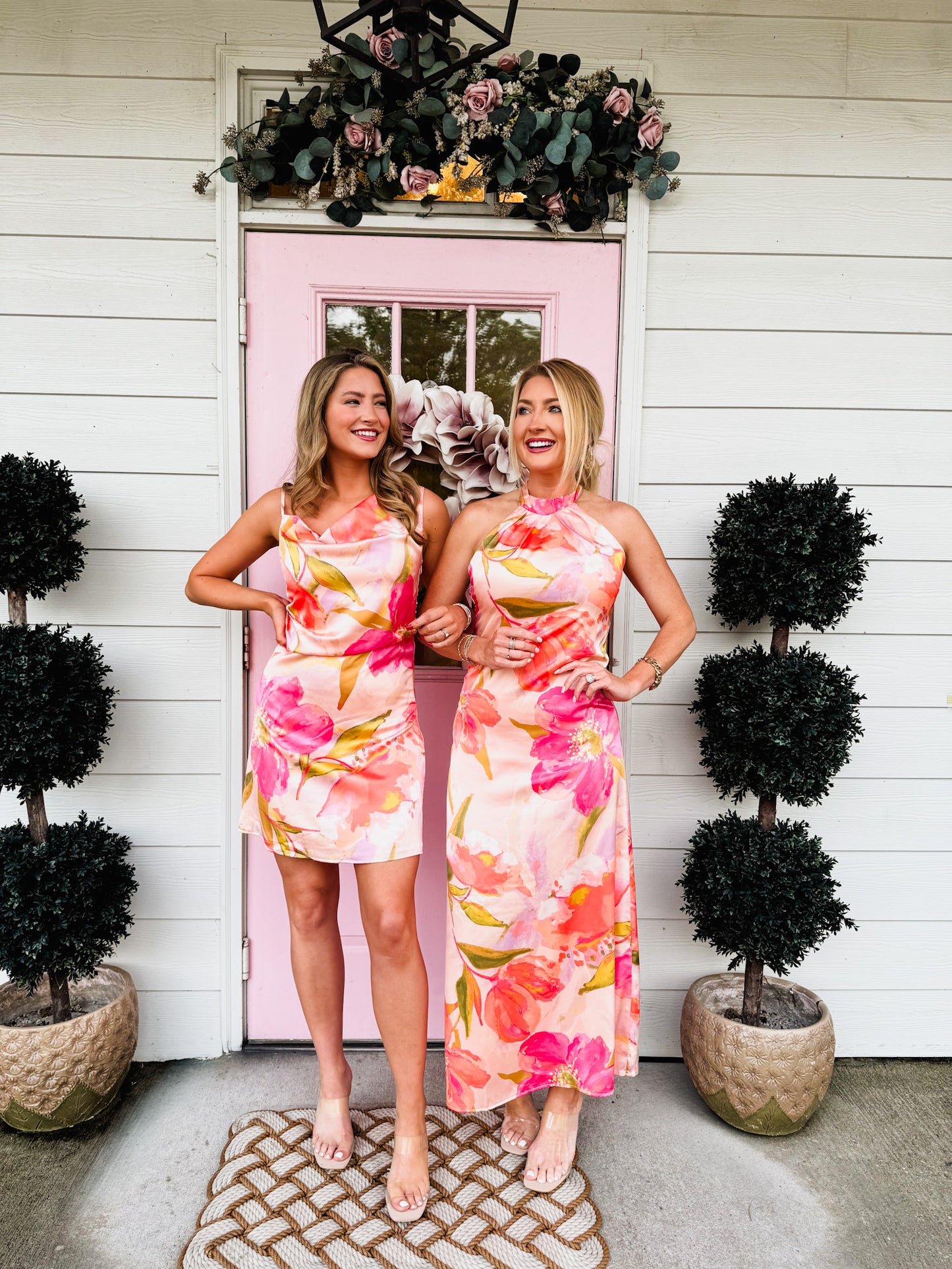 Spring Days Floral Asymmetrical Shoulder Mini Dress - Pink