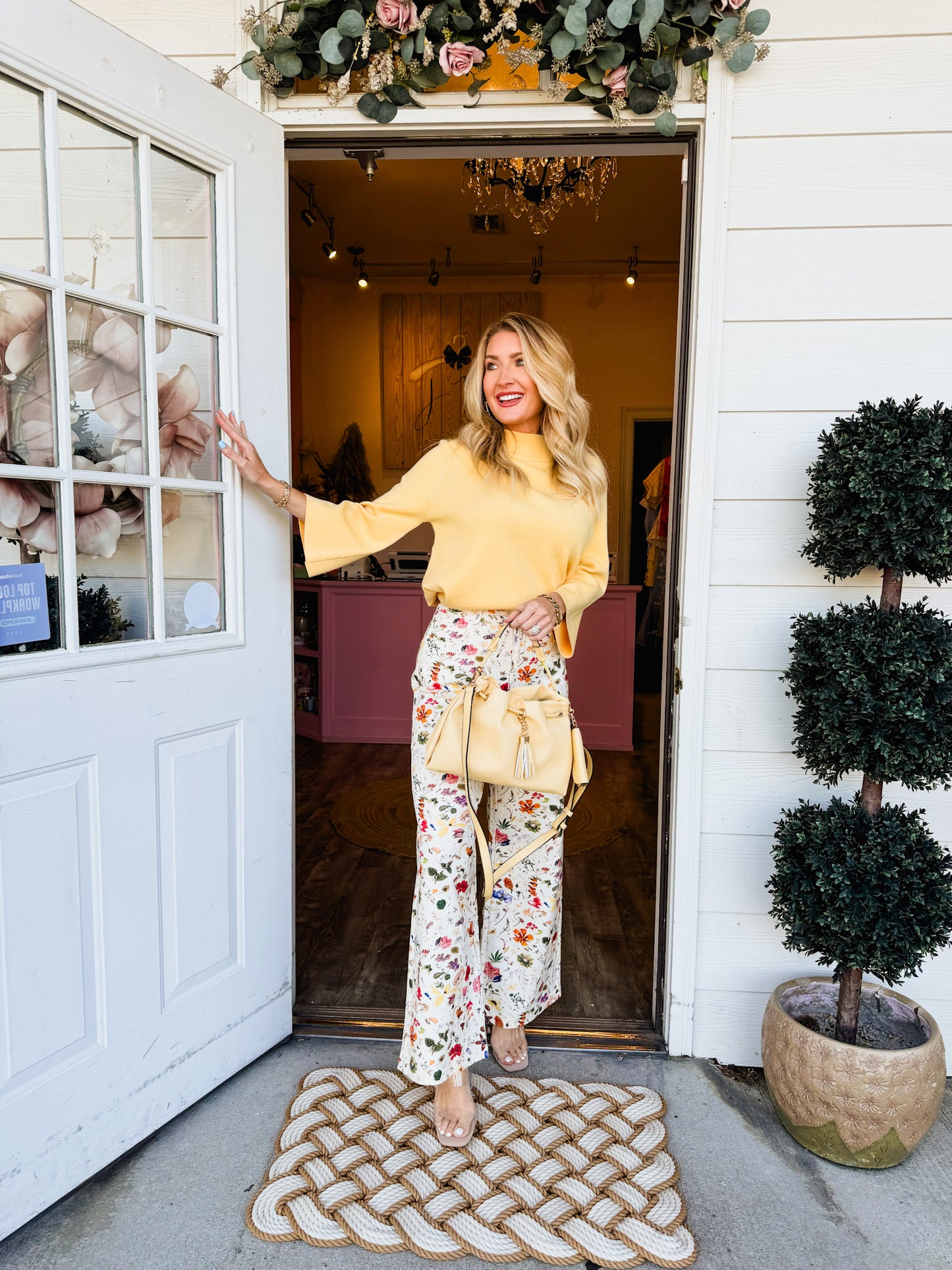 More Than Botanical Wide Leg Pant - Cream Red