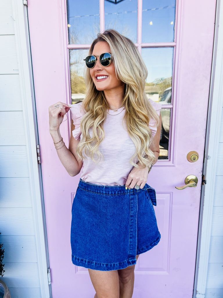 Another Love North Ruffle Trimmed Top -  Petal Pink