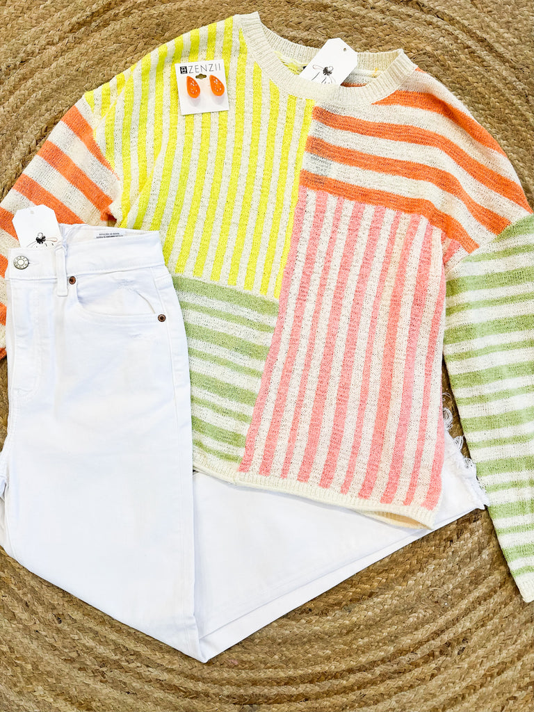 Slow Mornings Multi Color Striped Sweater