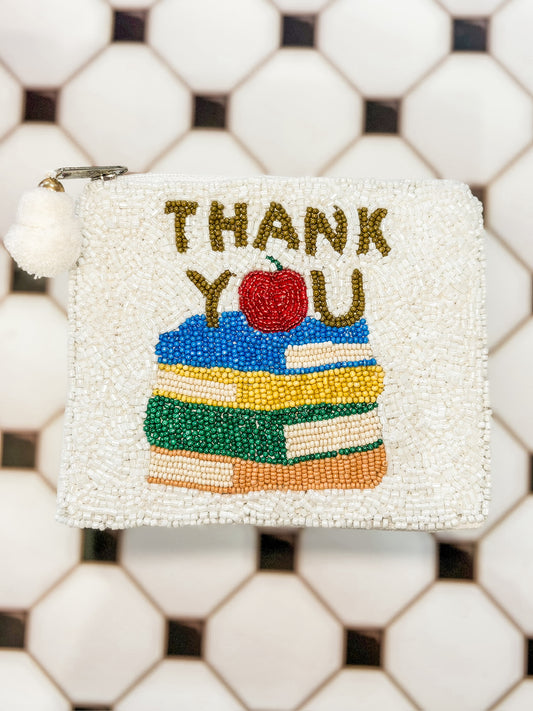 Thank You Teacher Beaded Coin Purse