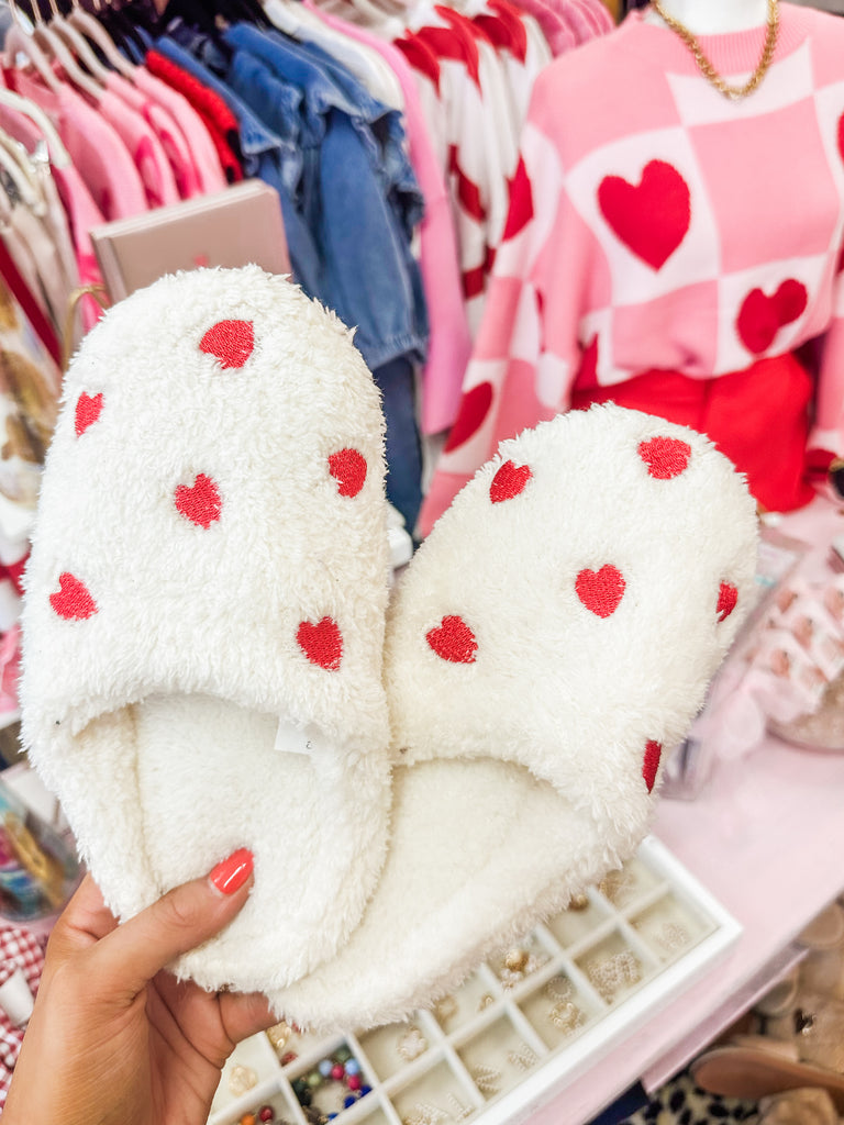 Multi Red Heart Slippers